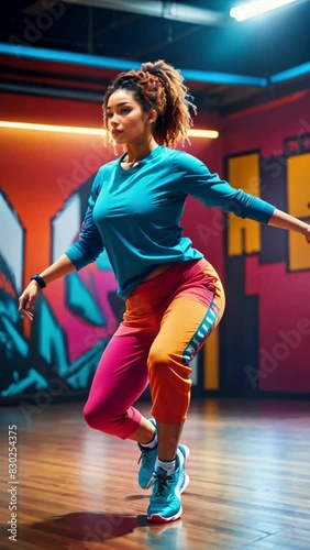 Dancing girl in dance studio