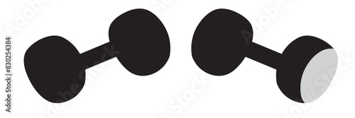 Dumbbell icons set in outlined and filled flat style. Gym heavy strength training dumbbell line pictograms. Weight lifting dumbbell signs.