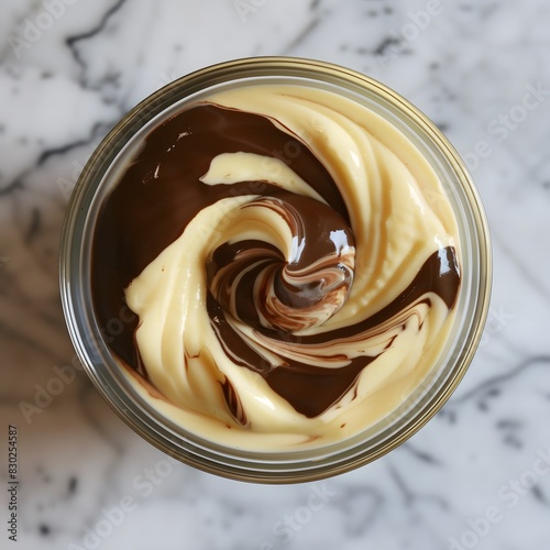 Elegant Chocolate and Vanilla Pudding Swirl in Glass Jar