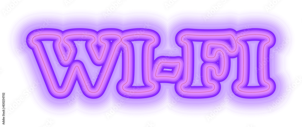 Fototapeta premium Wi-Fi signal, neon effect. Vector illustration. Neon purple letters on a transparent background
