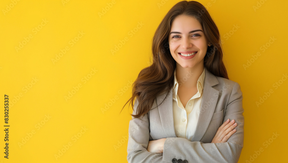 Happy confident business woman with crossed arms smiling Happy confident business woman with crossed arms smiling