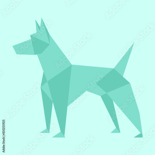 Dog origami. Created with vector, to simulate folded paper. Childish, minimalist and colorful.