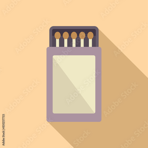 Digital illustration showcasing a simplified matchbox with matches in flat design style