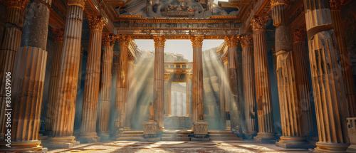 Wallpaper Mural Inside of ancient greek temple, interiors illuminated by natural light with beautiful carved columns Torontodigital.ca