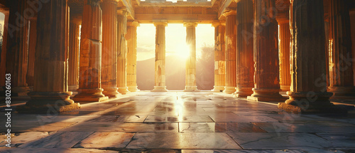 Wallpaper Mural Inside of ancient greek temple, interiors illuminated by natural light with beautiful carved columns Torontodigital.ca