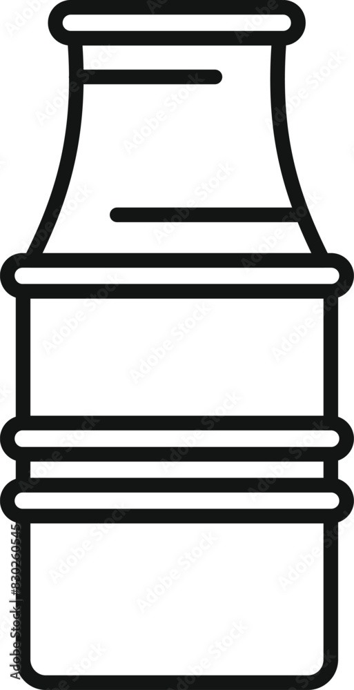 Black and white line art of a simple glass bottle, suitable for icons, logos, and design elements