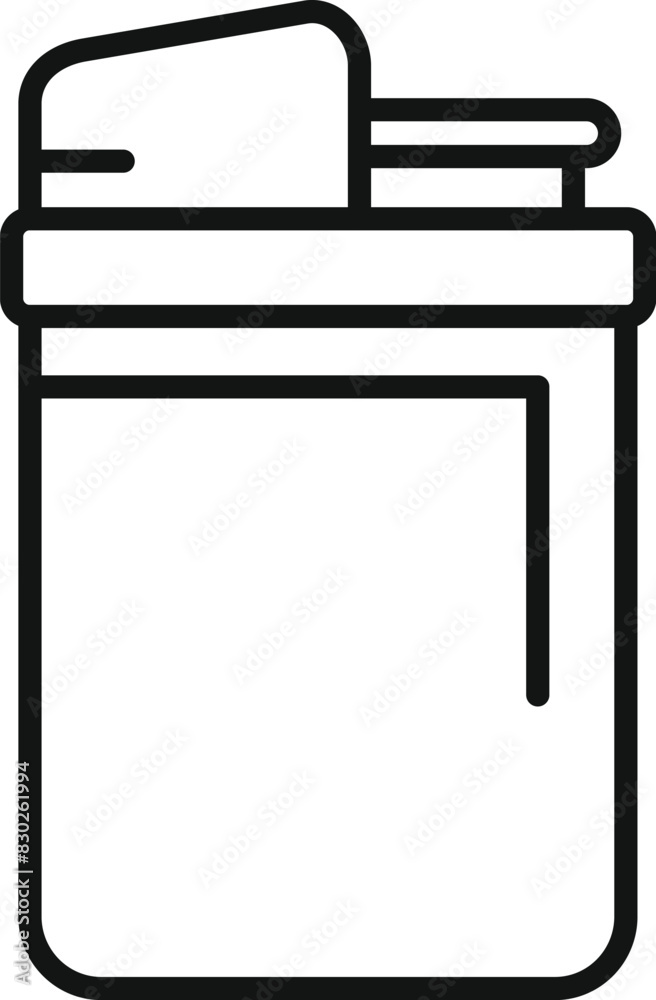 Vector illustration of a simple line art lighter with a flip lid, isolated on white background