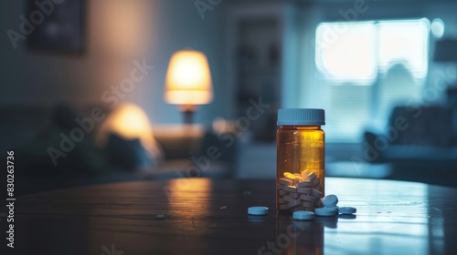 Bottle of Pills on Table photo