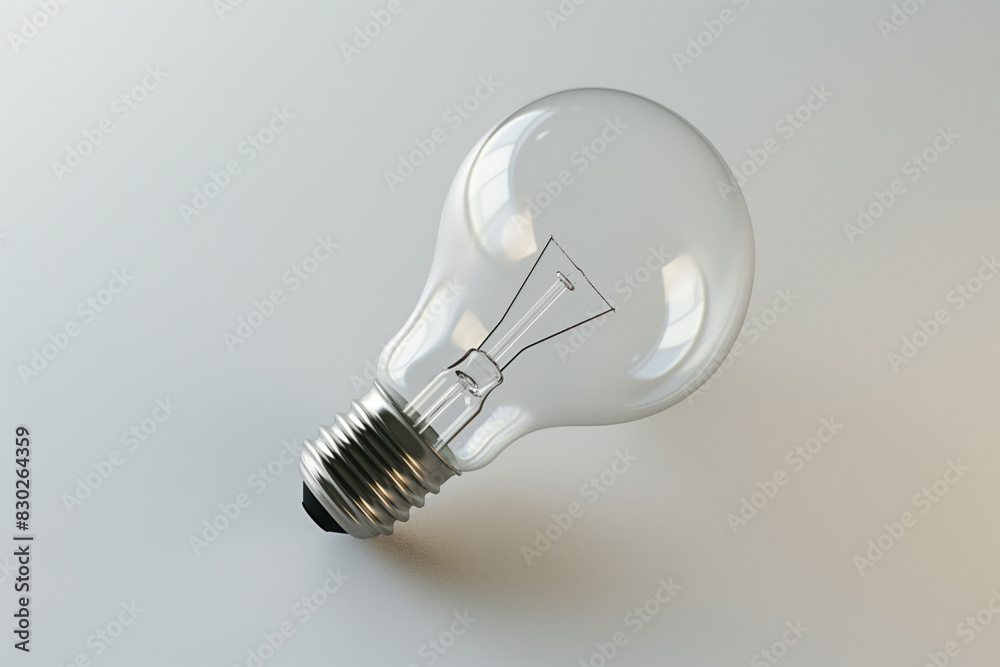 Single incandescent light bulb lies sideways with a focused view on its filament, set against a clean, white background, representing ideas, energy, and simplicity in technology Single incandescent light bulb lies sideways with a focused view on its filament, set against a clean, white background, representing ideas, energy, and simplicity in technology