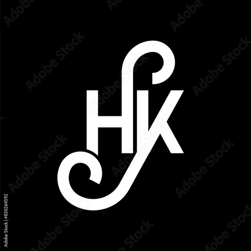 HK letter logo design on black background. HK creative initials letter logo concept. hh letter design. HK white letter design on black background. H K, h k logo