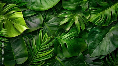 A close up of green leaves with a variety of shapes and sizes