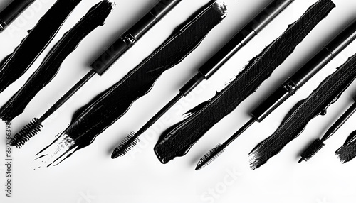 Collection of black eyeliner samples on white background