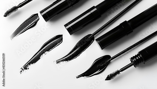 Collection of black eyeliner samples on white background