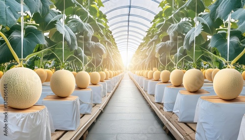 Agriculture concept Melon farm in large greenhouses Use modern technology to grow plants that are non-toxic Modern Agriculture,Smart Farm photo