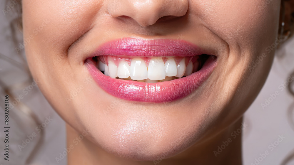 close up lips of woman, red lipstick, beautiful smile, woman with perfect teeth close up lips of woman, red lipstick, beautiful smile, woman with perfect teeth