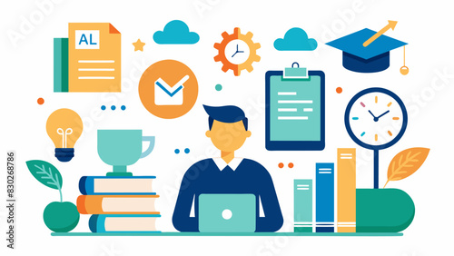 A presentation on academic expectations including tips for time management study strategies and resources for academic success.. Vector illustration
