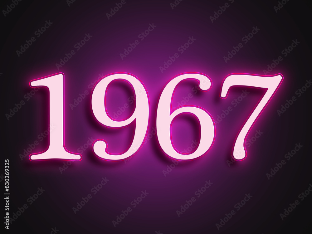 Pink glowing Neon light text effect of number 1967. Pink glowing Neon light text effect of number 1967.
