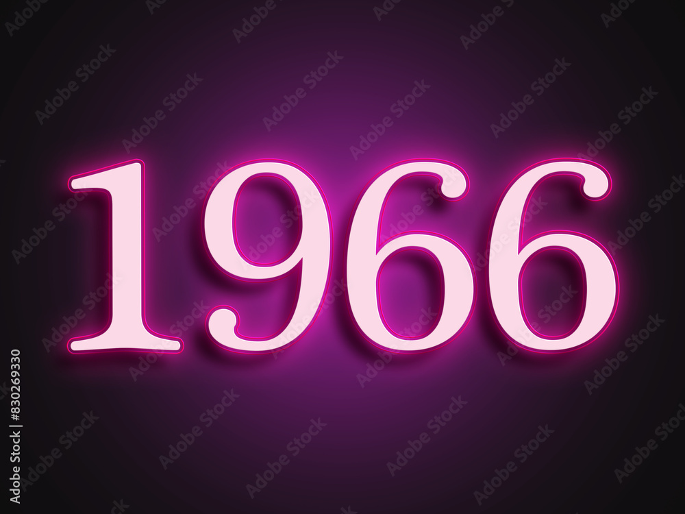 Pink glowing Neon light text effect of number 1966. Pink glowing Neon light text effect of number 1966.