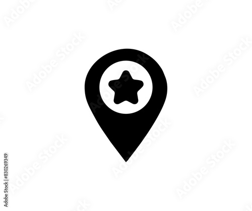 A location pin with a star. Favorite location icon. Map pointer with star. Map marker vector design and illustration.
