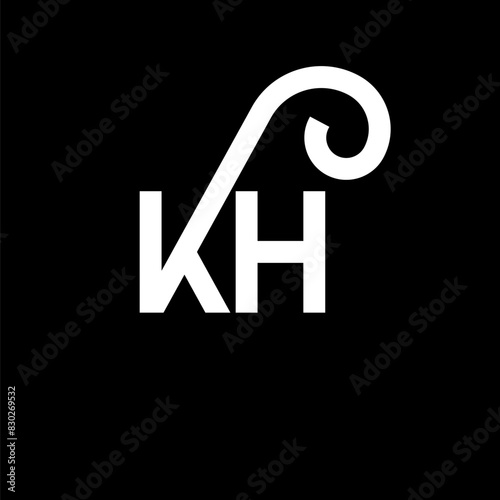 KH letter logo design on black background. KH creative initials letter logo concept. kh letter design. KH white letter design on black background. K H, k h logo