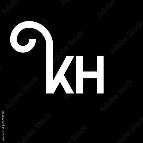 KH letter logo design on black background. KH creative initials letter logo concept. kh letter design. KH white letter design on black background. K H, k h logo