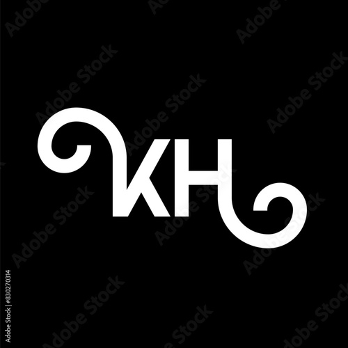 KH letter logo design on black background. KH creative initials letter logo concept. kh letter design. KH white letter design on black background. K H, k h logo