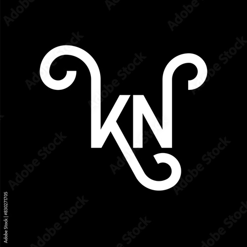 KN letter logo design on black background. KN creative initials letter logo concept. kn letter design. KN white letter design on black background. K N, k n logo