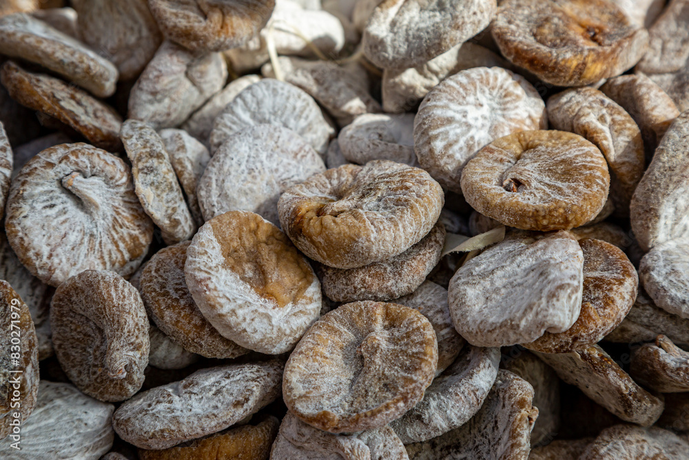Dried figs for sale on a market stall Dried figs for sale on a market stall