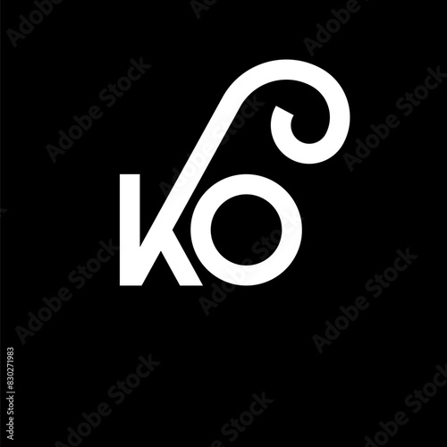 KO letter logo design on black background. KO creative initials letter logo concept. ko letter design. KO white letter design on black background. K O, k o logo