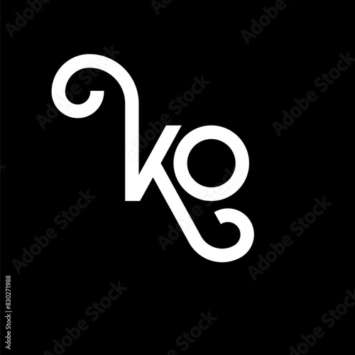 KO letter logo design on black background. KO creative initials letter logo concept. ko letter design. KO white letter design on black background. K O, k o logo