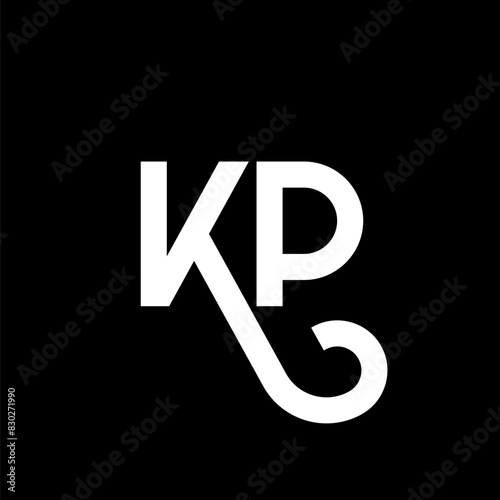 KP letter logo design on black background. KP creative initials letter logo concept. kp letter design. KP white letter design on black background. K P, k p logo