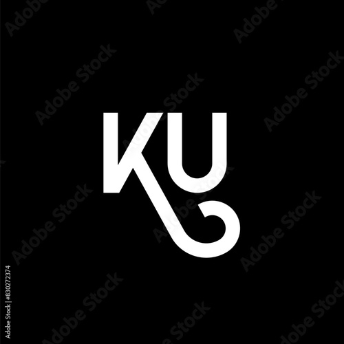 KU letter logo design on black background. KU creative initials letter logo concept. ku letter design. KU white letter design on black background. K U, k u logo