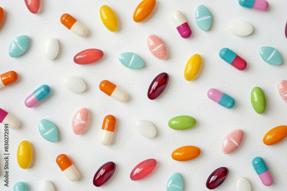 Colorful Pills Against White Background Colorful Pills Against White Background