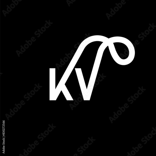 KV letter logo design on black background. KV creative initials letter logo concept. kv letter design. KV white letter design on black background. K V, k v logo