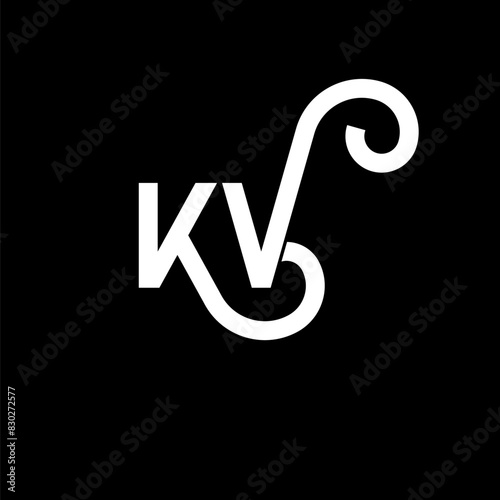 KV letter logo design on black background. KV creative initials letter logo concept. kv letter design. KV white letter design on black background. K V, k v logo