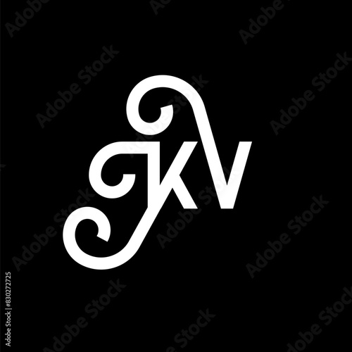 KV letter logo design on black background. KV creative initials letter logo concept. kv letter design. KV white letter design on black background. K V, k v logo