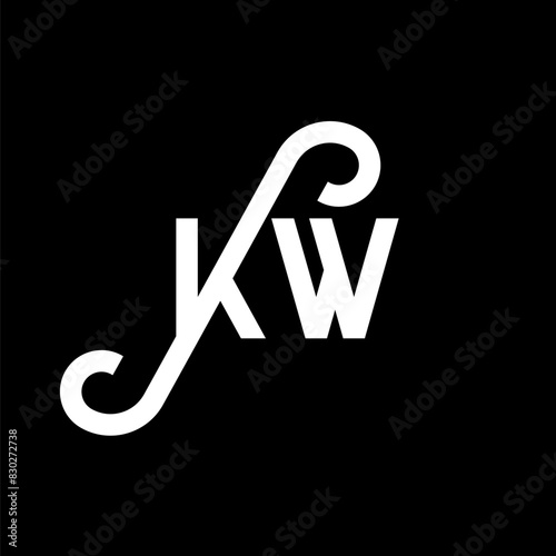 KW letter logo design on black background. KW creative initials letter logo concept. kw letter design. KW white letter design on black background. K W, k w logo