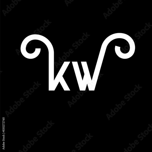 KW letter logo design on black background. KW creative initials letter logo concept. kw letter design. KW white letter design on black background. K W, k w logo