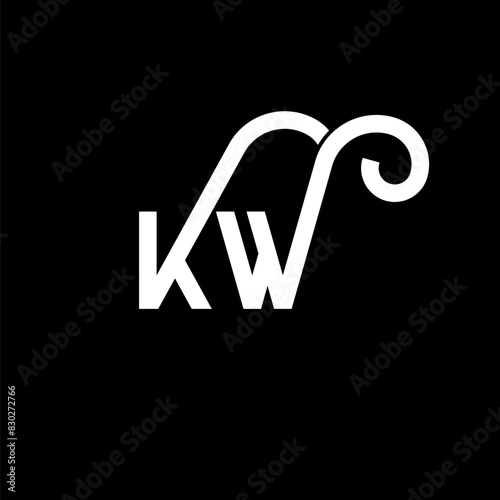 KW letter logo design on black background. KW creative initials letter logo concept. kw letter design. KW white letter design on black background. K W, k w logo