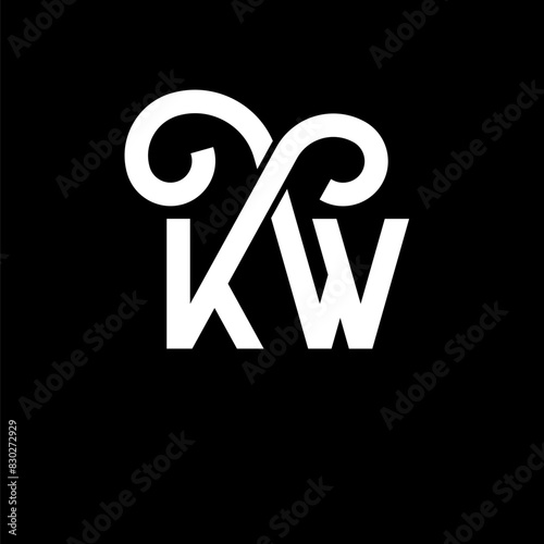 KW letter logo design on black background. KW creative initials letter logo concept. kw letter design. KW white letter design on black background. K W, k w logo