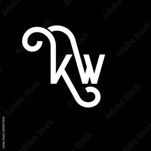 KW letter logo design on black background. KW creative initials letter logo concept. kw letter design. KW white letter design on black background. K W, k w logo