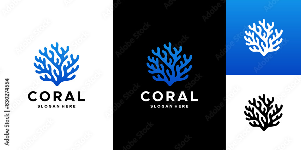 coral reef logo vector design