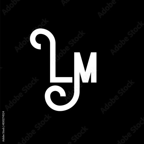 LM Letter Logo Design. Initial letters LM logo icon. Abstract letter LM minimal logo design template. L M letter design vector with black colors. lm logo