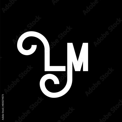 LM Letter Logo Design. Initial letters LM logo icon. Abstract letter LM minimal logo design template. L M letter design vector with black colors. lm logo