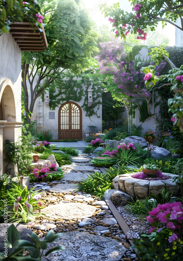 Naklejka premium Exquisite Chinese style landscape design renderings