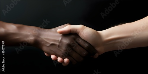 Minimalistic image of diverse handshake symbolizing crosscultural connections and inclusivity. Concept Crosscultural Connections, Handshake Symbol, Diversity, Inclusivity, Minimalistic Image
