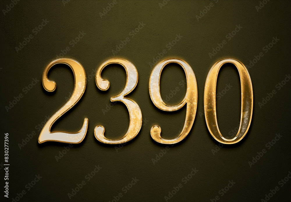 Old gold effect of 2390 number with 3D glossy style Mockup. Old gold effect of 2390 number with 3D glossy style Mockup.