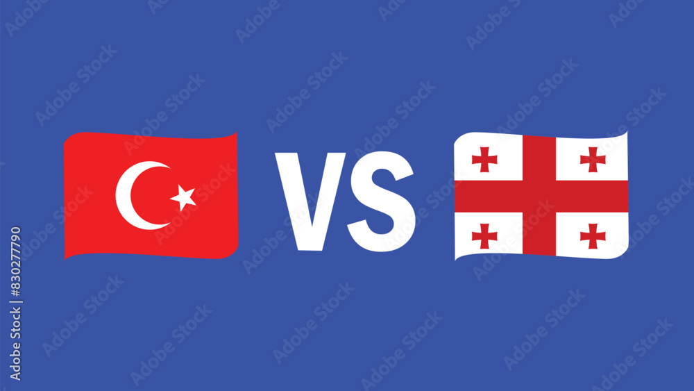 Turkiye And Georgia Match Design Emblem European Nations 2024 Teams Countries European Germany Football Symbol Logo Vector Illustration