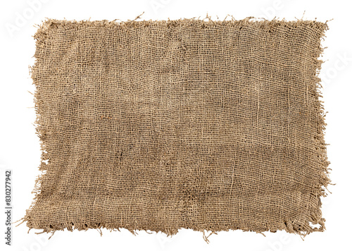 Burlap texture. A piece of torn burlap on a white background. Canvas. Packing material