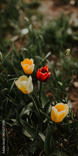 Tulipas Coloridas no Jardim photo